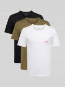 HUGO T-Shirt mit Label-Print im 3er-Pack in Oliv, Größe M