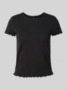 Vero Moda T-Shirt mit Wellensaum Modell 'BARBARA' in Black, Größe M