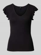 Only T-Shirt mit V-Ausschnitt Modell 'BELIA' in Black, Größe XS