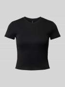 Only T-Shirt mit geripptem Rundhalsausschnitt Modell 'ELINA' in Black,...