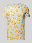 MCNEAL T-Shirt mit Allover-Muster in Neon Orange, Größe S