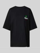 Review Oversized T-Shirt mit Label-Print in Black, Größe XXS