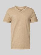Jack & Jones T-Shirt mit V-Ausschnitt Modell 'SPLIT' in Beige, Größe S