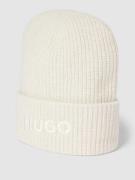 HUGO Beanie mit Label-Stitching Modell 'Social' in Offwhite, Größe One...