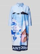 Milano Italy Knielanges Kleid mit Allover-Print in Blau, Größe 40