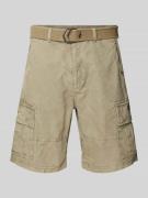 Superdry Regular Fit Cargoshorts mit Gürtel in Khaki, Größe 34