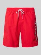 CHAMPION Regular Fit Badeshorts mit Label-Print in Rot, Größe L