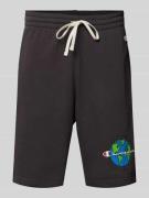 CHAMPION Regular Fit Sweatshorts mit Motiv-Print in Dunkelblau, Größe ...