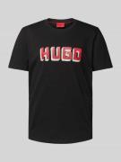 HUGO T-Shirt mit Label-Print Modell 'Daqerio' in Black, Größe L