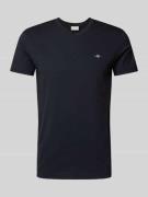 Gant Regular Fit T-Shirt mit Label-Stitching in Black, Größe L