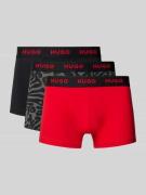 HUGO Trunks mit elastischem Logo-Bund im 3er-Pack in Rot, Größe L