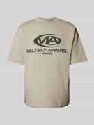 Multiply Apparel Oversized T-Shirt mit Label-Print in Beige, Größe M