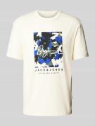 Jack & Jones T-Shirt mit Label-Print Modell 'ARUBA' in Ecru, Größe S