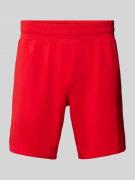 HUGO Regular Fit Sweatshorts mit Label-Print in Rot, Größe XL