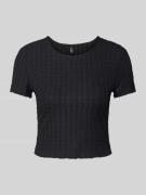 Only T-Shirt mit Lochmuster Modell 'GEORGINA' in Black, Größe L