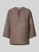 ZABAIONE Bluse aus Leinen mit 3/4-Arm Modell 'LUCIA' in Taupe, Größe M