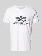 Alpha Industries T-Shirt mit Label-Print Modell 'Rainbow' in Weiss, Gr...