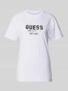 Guess T-Shirt mit Strasssteinbesatz Modell 'PYRAMIDE STUDS' in Weiss, ...