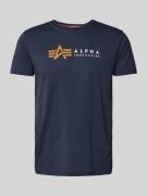 Alpha Industries T-Shirt mit Label-Print in Dunkelblau, Größe L