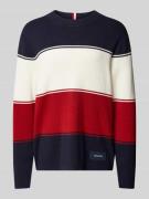 Tommy Hilfiger Strickpullover mit Logo-Patch in Marine, Größe L