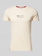 Alpha Industries T-Shirt mit Label-Print in Offwhite, Größe S