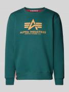 Alpha Industries Sweatshirt mit Label-Print in Petrol, Größe L