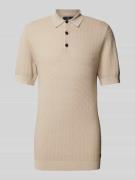 Matinique Slim Fit Poloshirt mit Strukturmuster in Beige, Größe XXXL