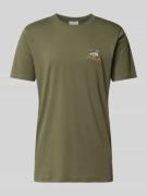 Lindbergh T-Shirt mit Motiv-Stitching in Khaki, Größe S