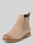 Tamaris Chelsea Boots aus Leder mit Ziernaht in Taupe, Größe 36