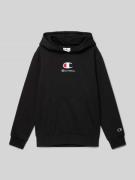 CHAMPION Hoodie mit Label-Stitching Modell 'Rochester' in Black, Größe...