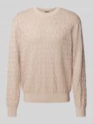 ARMANI EXCHANGE Strickpullover mit gerippten Abschlüssen in Beige, Grö...