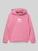 Lacoste Hoodie mit Label-Print in Pink, Größe 140