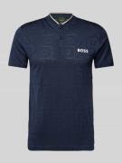 BOSS Green Slim Fit Poloshirt mit Label-Print Modell 'Pariq' in Marine...