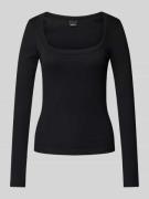 Gina Tricot Longsleeve mit Feinripp in Black, Größe M