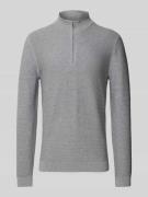 OLYMP Level Five Slim Fit Strickpullover mit Stehkragen in Silber, Grö...