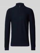 OLYMP Level Five Slim Fit Strickpullover mit Stehkragen in Marine, Grö...