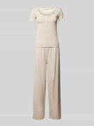 Guess Pyjama mit Label-Stitching Modell 'CARRIE' in Beige Melange, Grö...