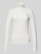 Tommy Hilfiger Slim Fit Longsleeve mit Rollkragen in Weiss, Größe XL