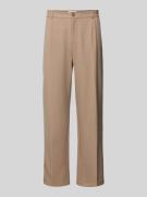 Casual Friday Tapered Fit Stoffhose mit Bundfalten in Beige, Größe 32/...