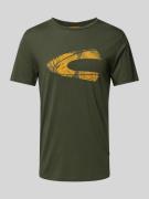 camel active T-Shirt mit geripptem Rundhalsausschnitt in Oliv, Größe X...