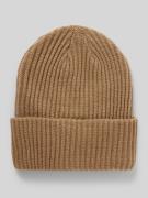 Pieces Beanie aus Rippstrick mit Umschlag Modell  'HEXO' in Beige, Grö...