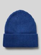 Pieces Beanie aus Rippstrick mit Umschlag Modell  'HEXO' in Dunkelblau...