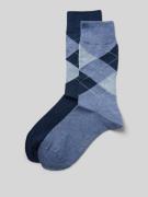 camano Socken mit Karomuster im 2er-Pack in Blau, Größe 43-46