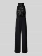 Swing Jumpsuit mit Paillettenbesatz in Black, Größe 32