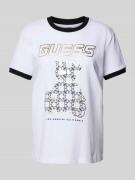 Guess Activewear T-Shirt mit Label-Motiv-Print in Weiss, Größe M