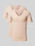 MCNEAL T-Shirt mit V-Ausschnitt in Beige, Größe L