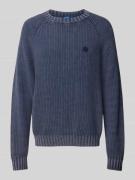 Hugo Blue Strickpullover mit Logo-Stitching Modell 'Sondye' in Dunkelb...