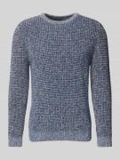 RAGMAN Strickpullover mit gerippten Abschlüssen in Jeansblau, Größe L