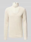 RAGMAN Strickpullover mit gerippten Abschlüssen in Offwhite, Größe L