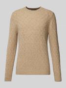 RAGMAN Strickpullover mit Strukturmuster in Beige Melange, Größe L